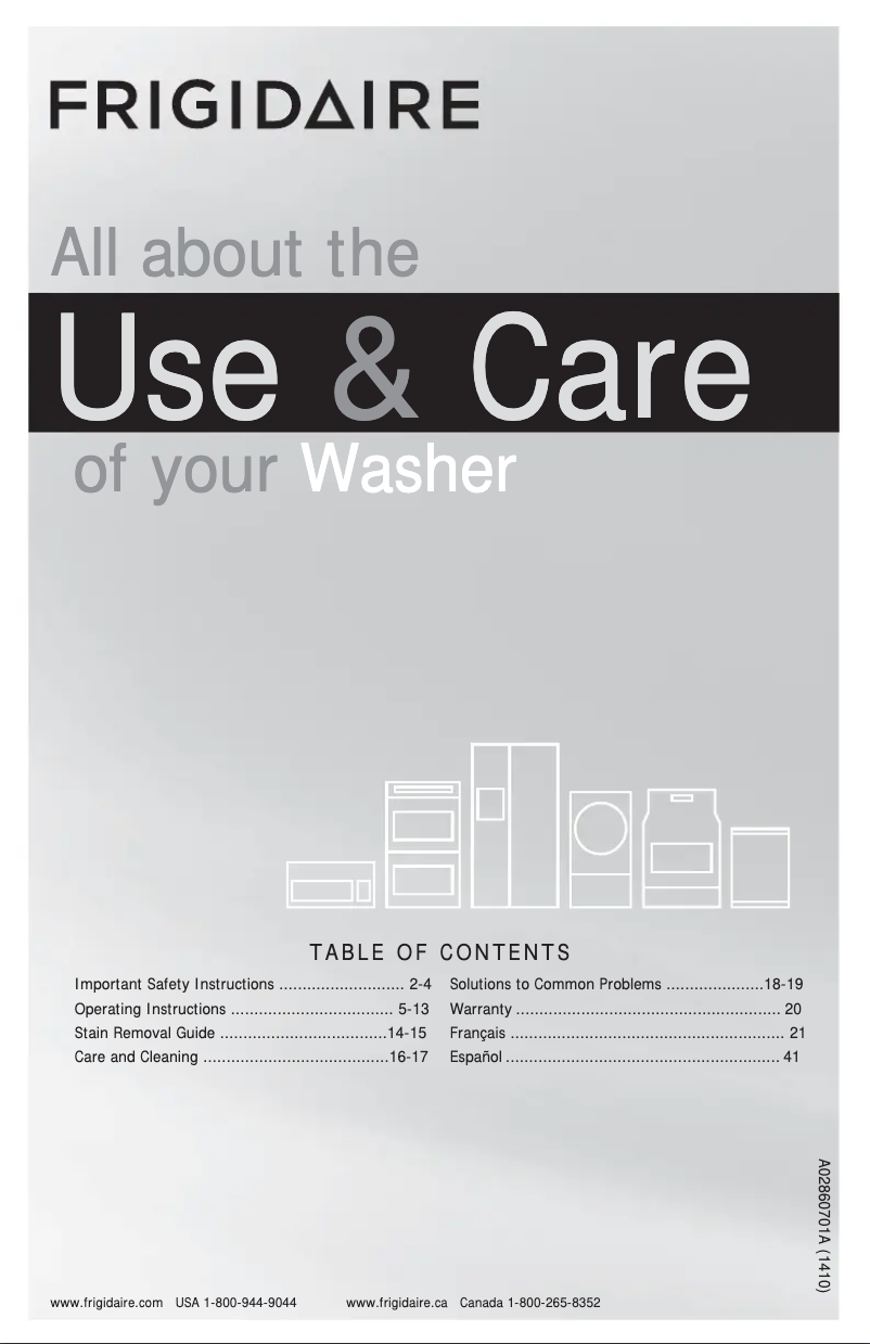 Page 1 de la notice Manuel utilisateur Frigidaire FAHE4045QW