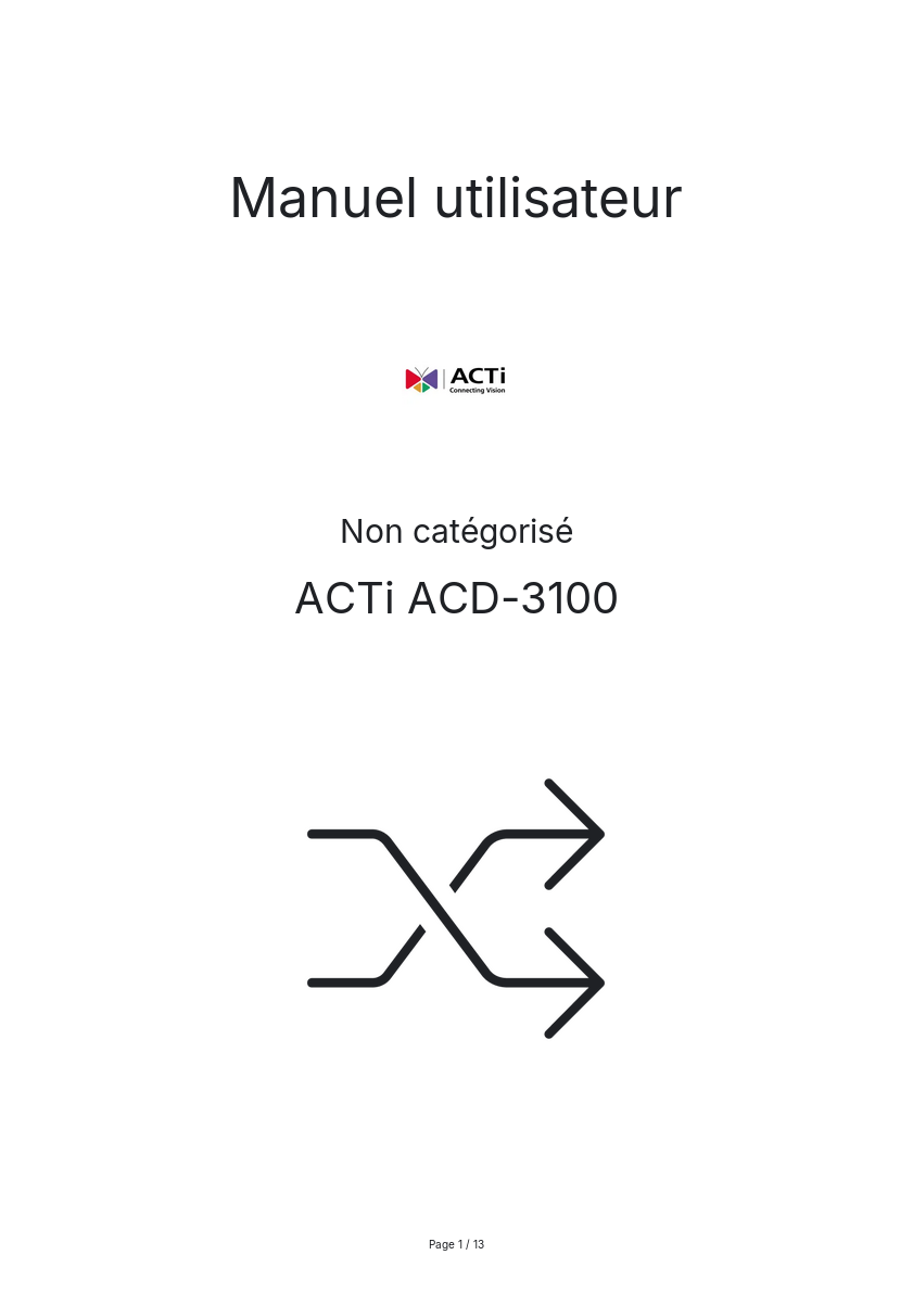 Page n°1 - Manuel utilisateur ACTi ACD-3100