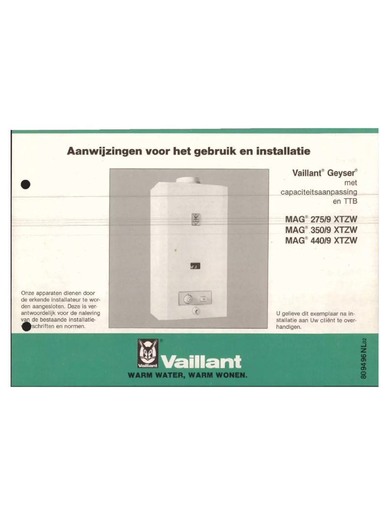 Page n°1 - Manuel utilisateur Vaillant MAG 440/9 XTZW