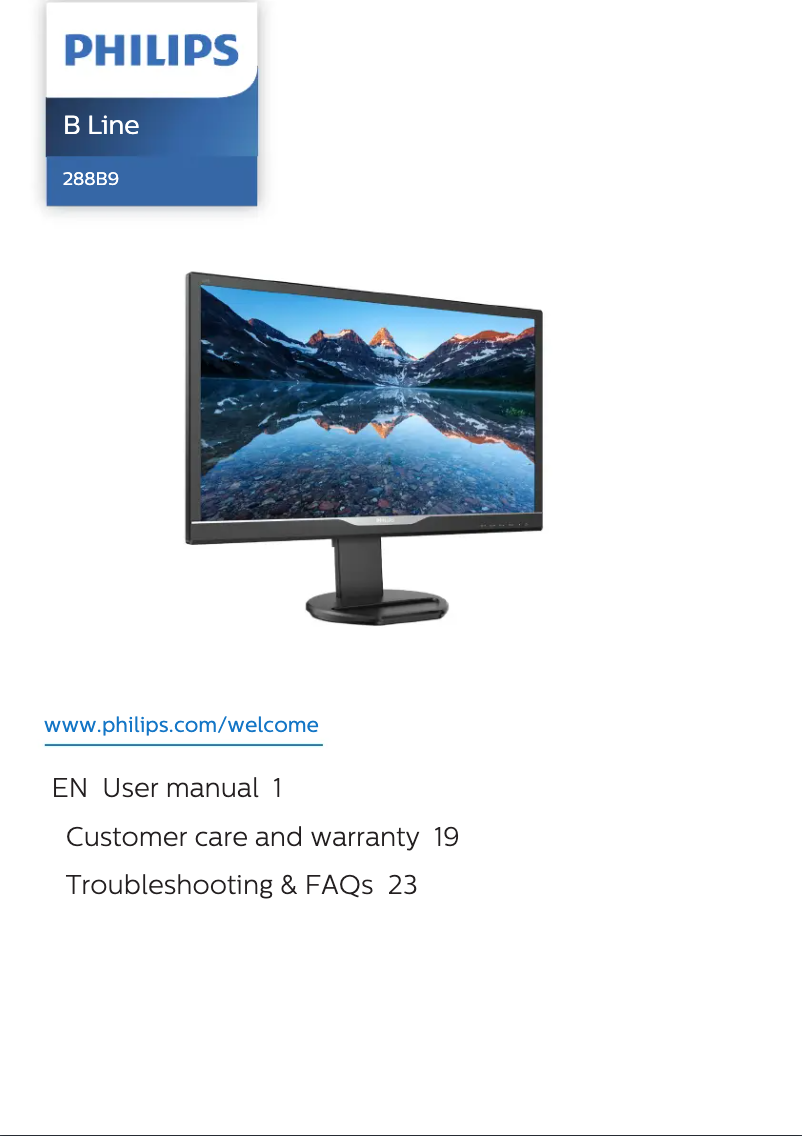 Page 1 of the manual User Manual Philips B Line 288B9EN