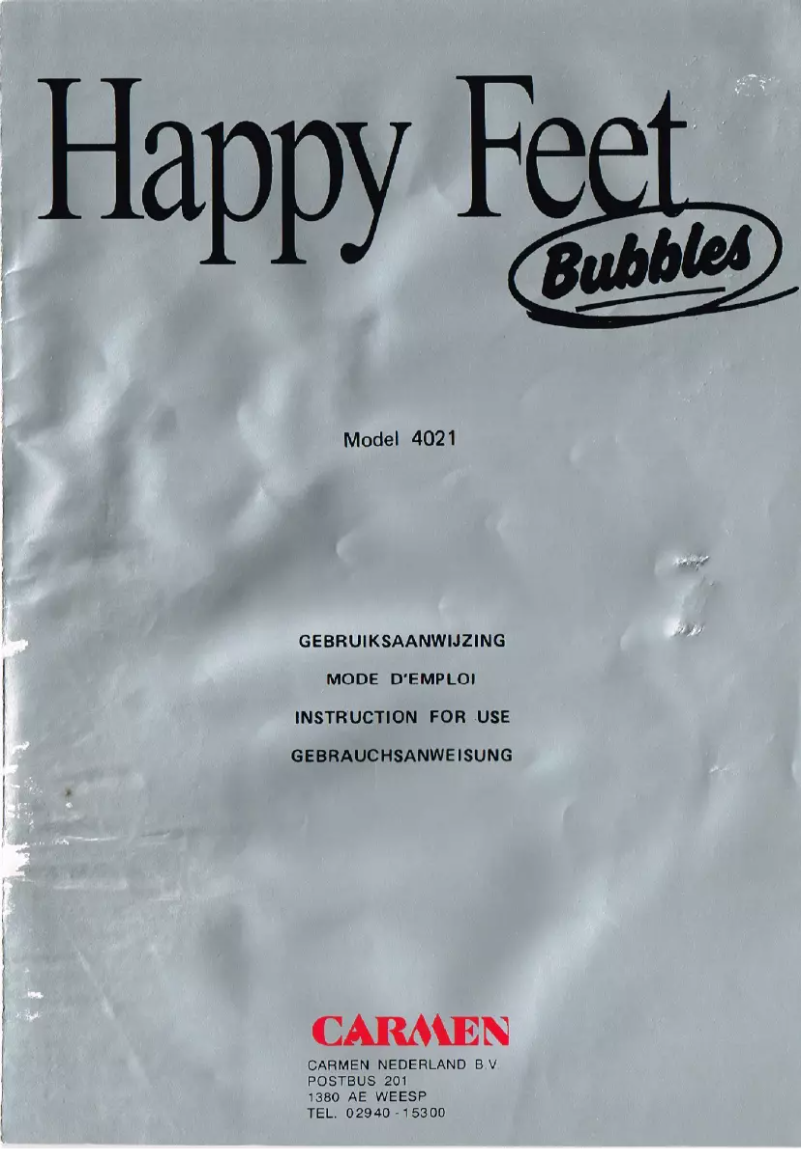 Image de la première page du manuel de l'appareil Happy Feet Bubbles 4021