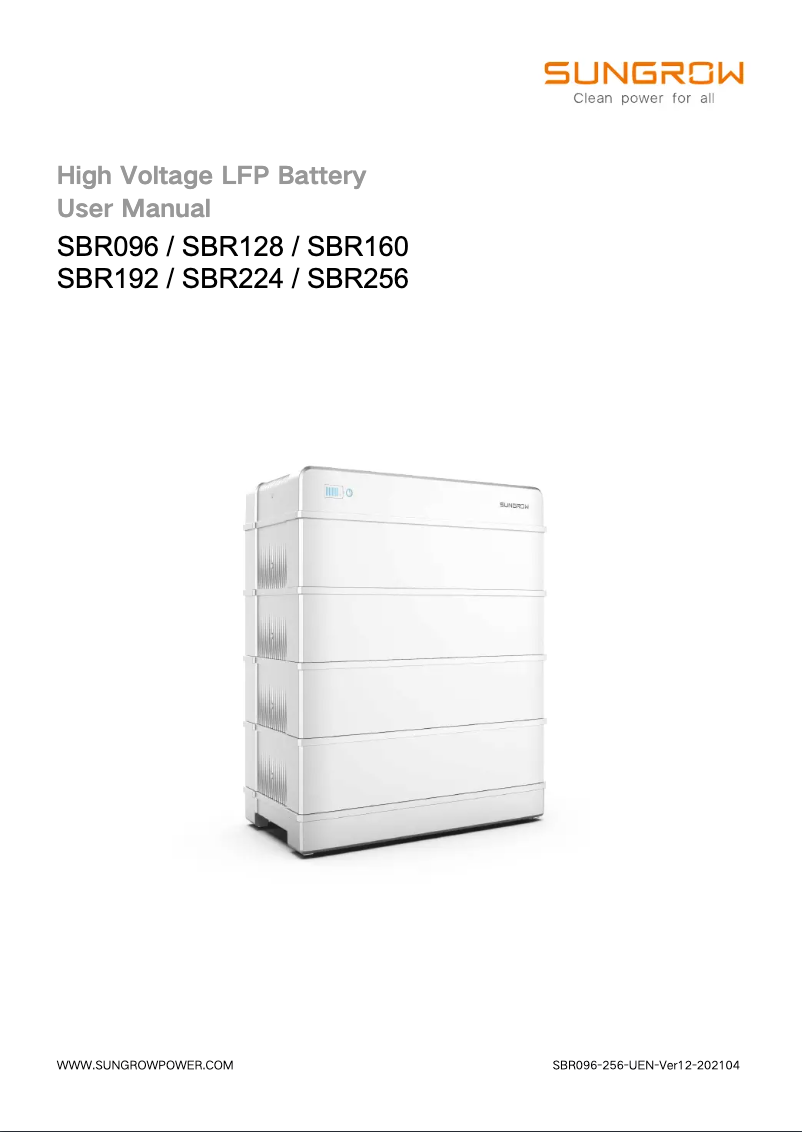 Page n°1 - Manuel utilisateur Sungrow SBR160