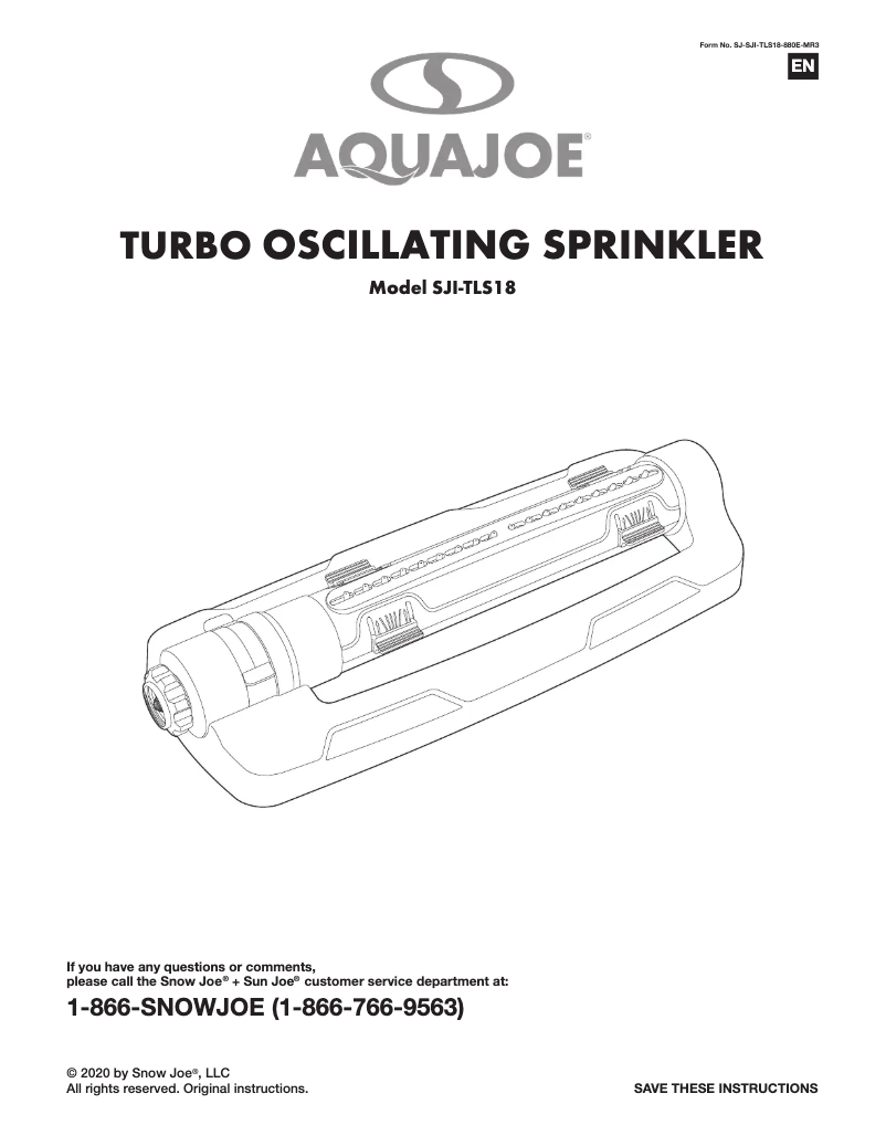 Page 1 de la notice Manuel utilisateur Aqua Joe SJI-TLS18
