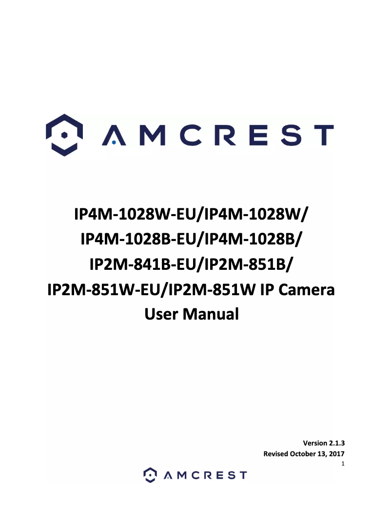 Page n°1 - Manuel utilisateur Amcrest IP2M-851W