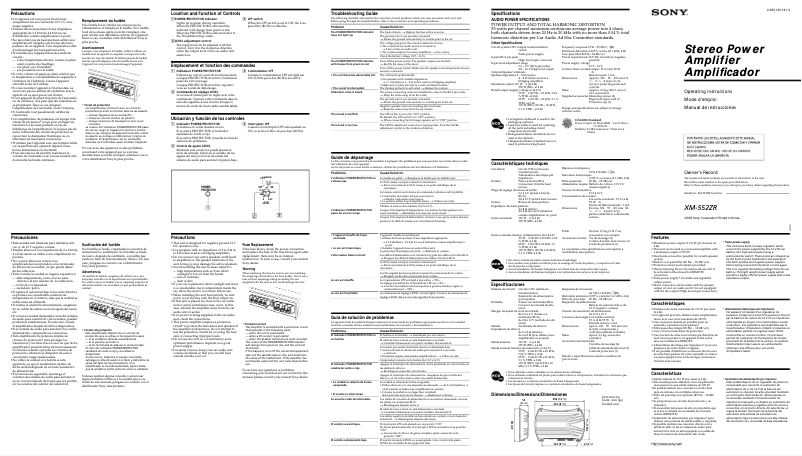 Page n°1 - Manuel utilisateur Sony XM-552ZR