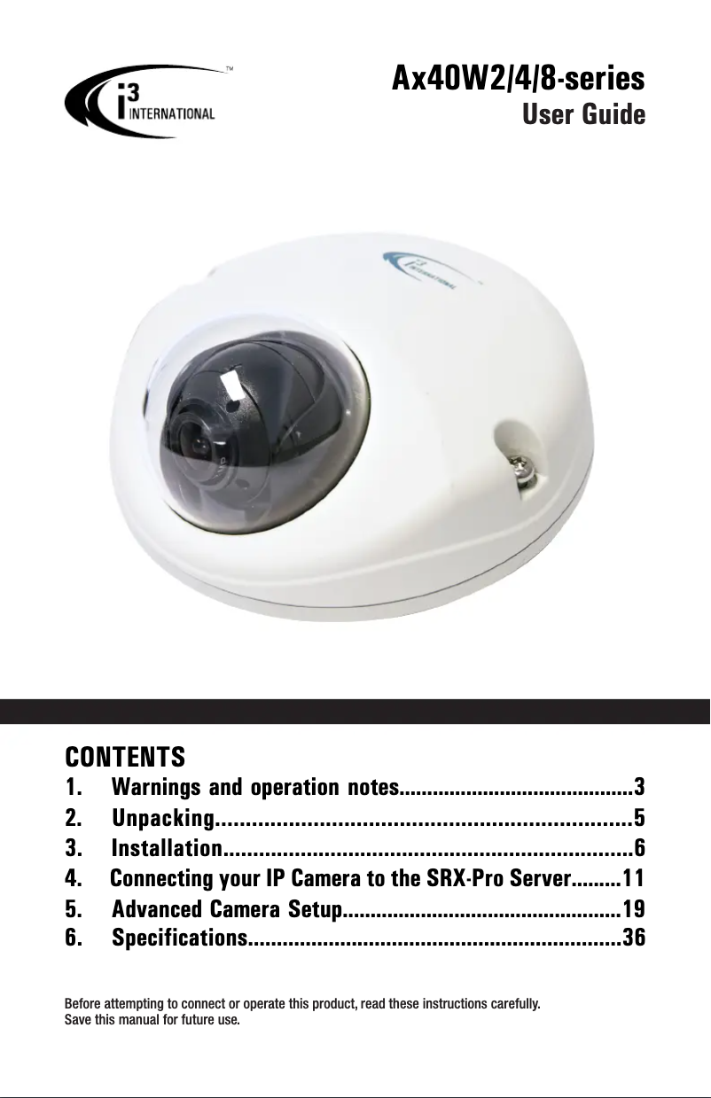 Page 1 de la notice Manuel utilisateur i3International Ax40W2
