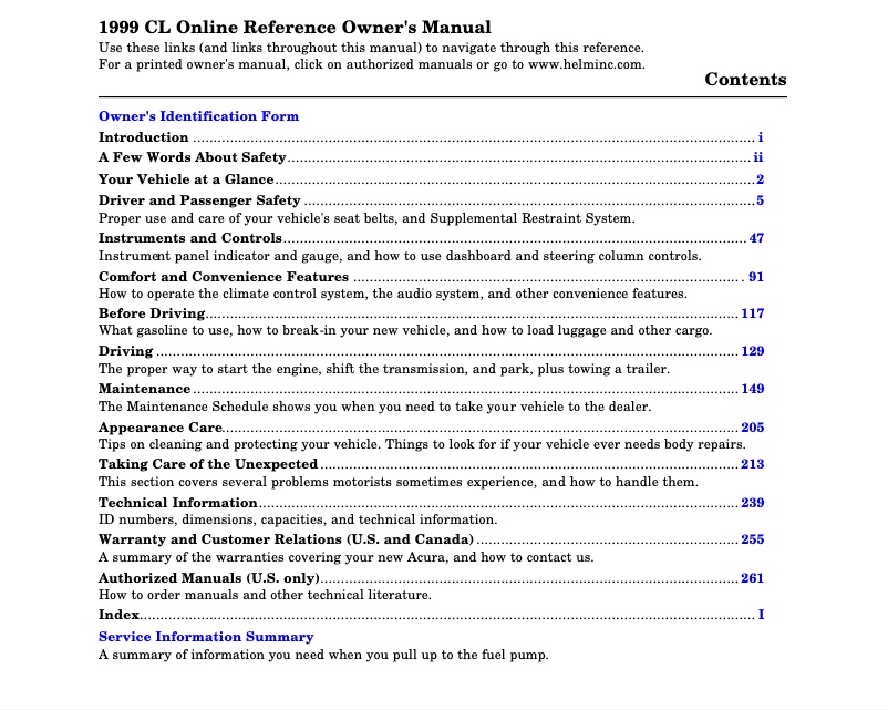 Image de la première page du manuel de l'appareil CL (1999)