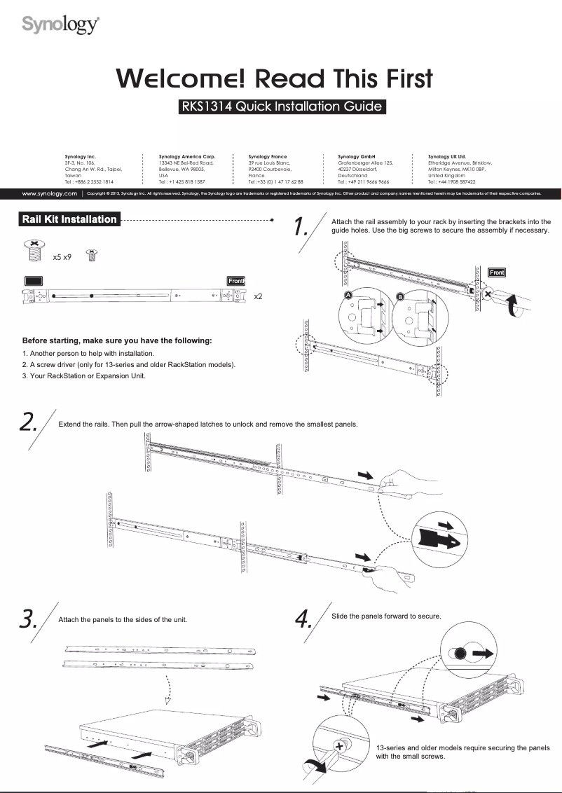 Page 1 de la notice Manuel utilisateur Synology RKS1314