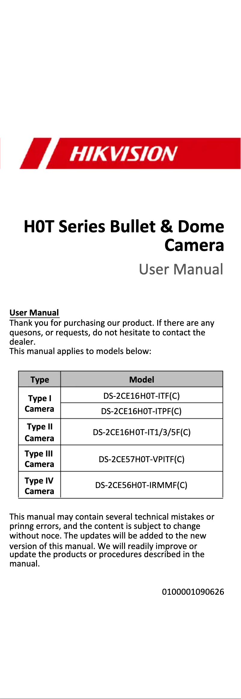Image de la première page du manuel de l'appareil DS-2CE57H0T-VPITF