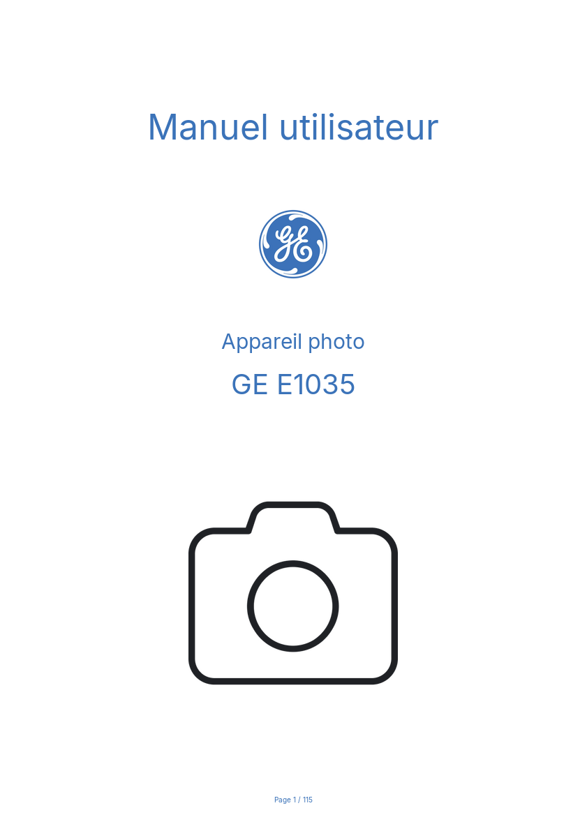 Page n°1 - Manuel utilisateur GE E1035