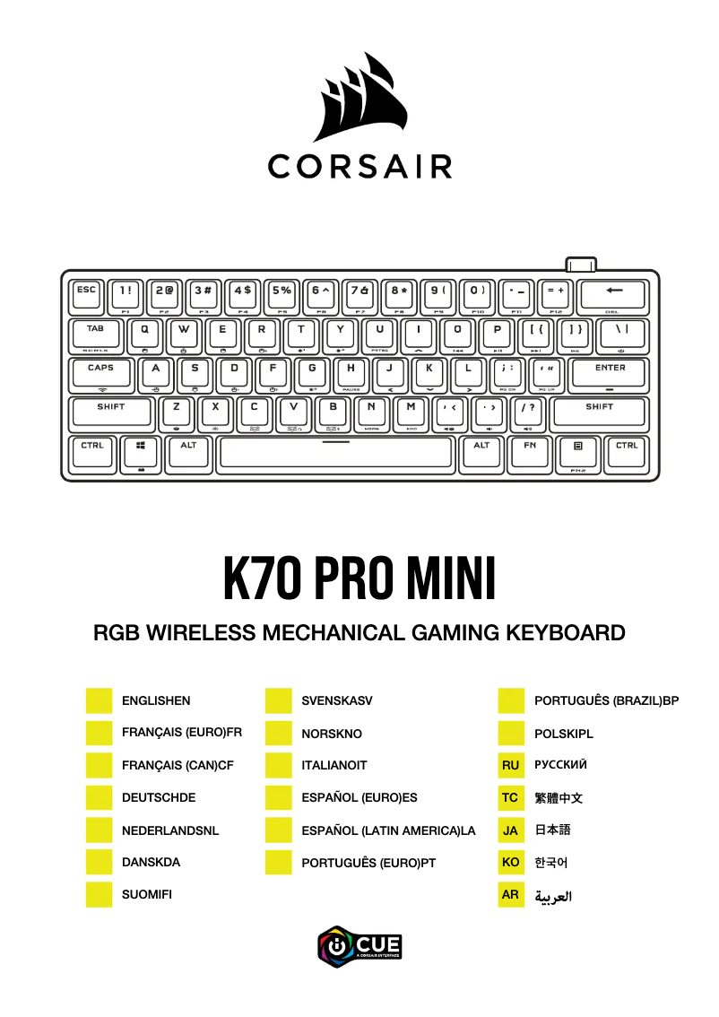 Page 1 de la notice Manuel utilisateur Corsair K70 Pro Mini
