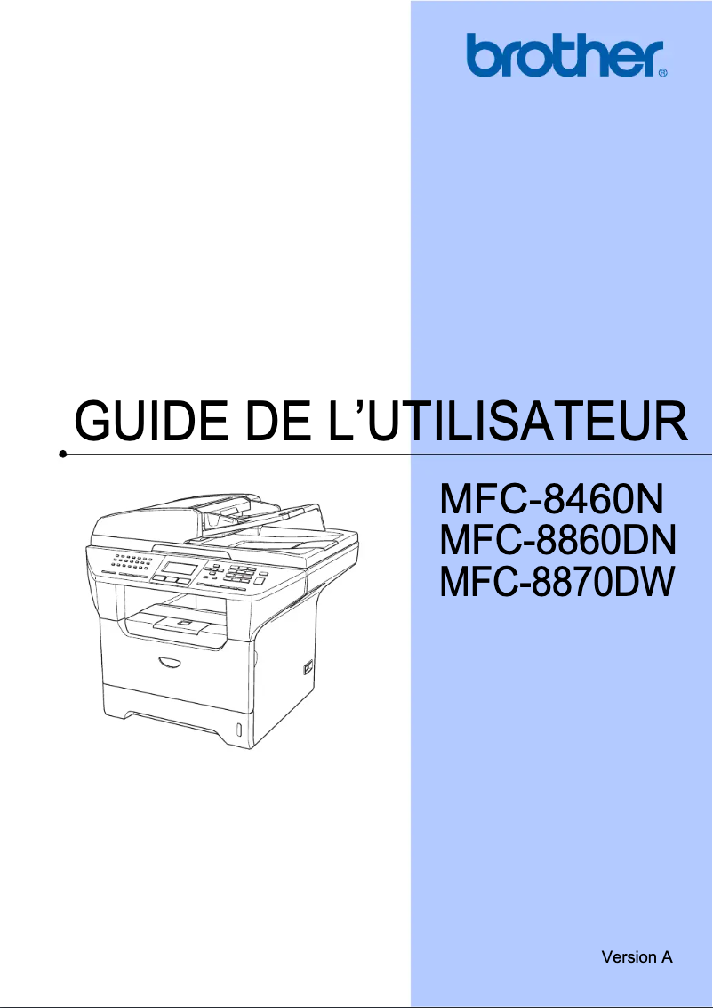 Page 1 de la notice Manuel utilisateur Brother MFC-8460N