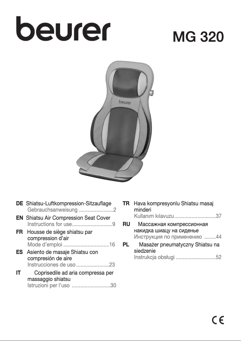 Page 1 de la notice Manuel utilisateur Beurer MG 320