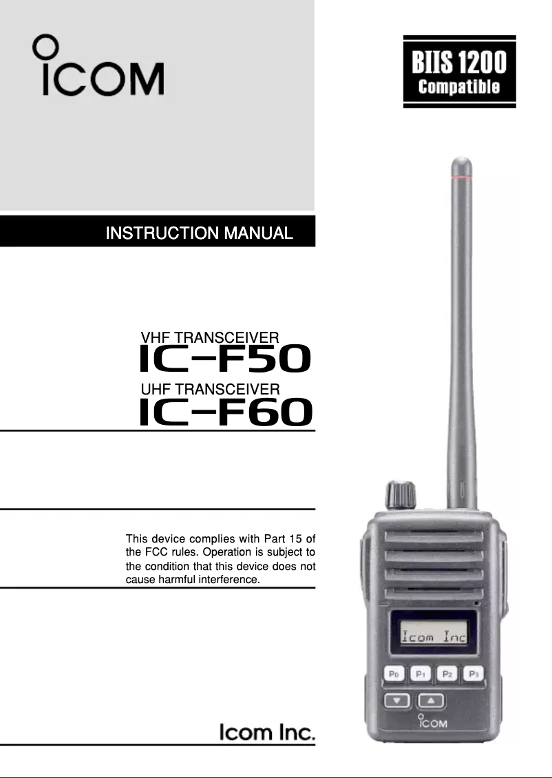 Image de la première page du manuel de l'appareil IC-F50