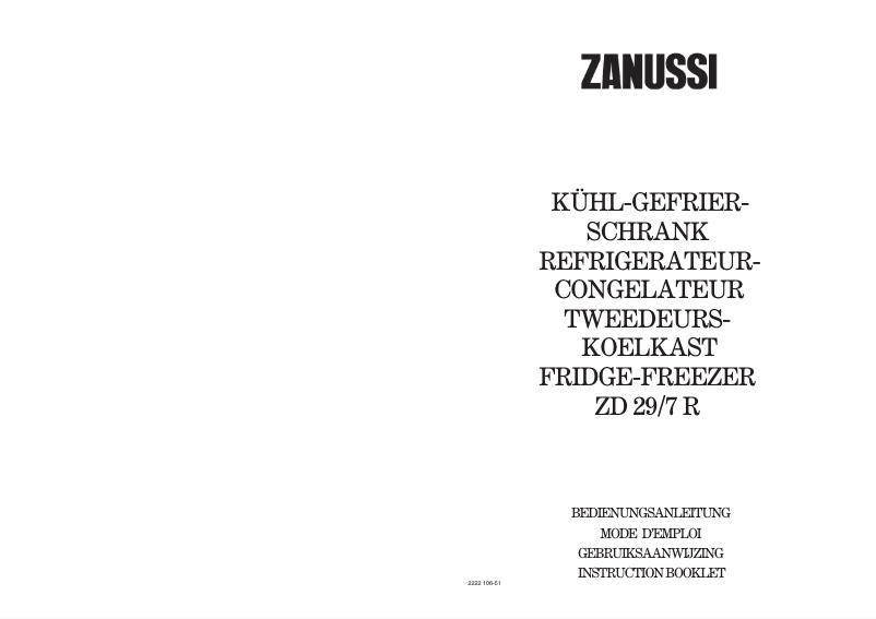 Image de la première page du manuel de l'appareil ZD 29/7