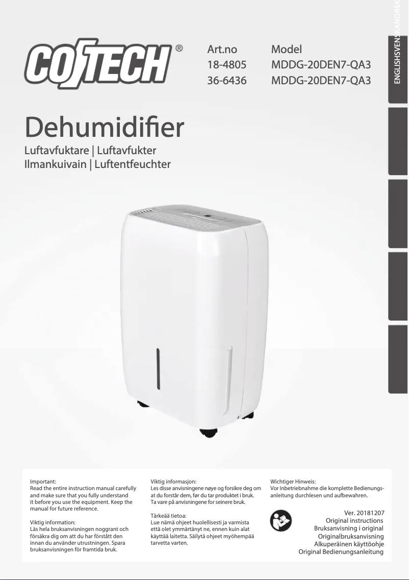 Página 1 del manual Manual de usuario Cotech MDDG-20DEN7-QA3