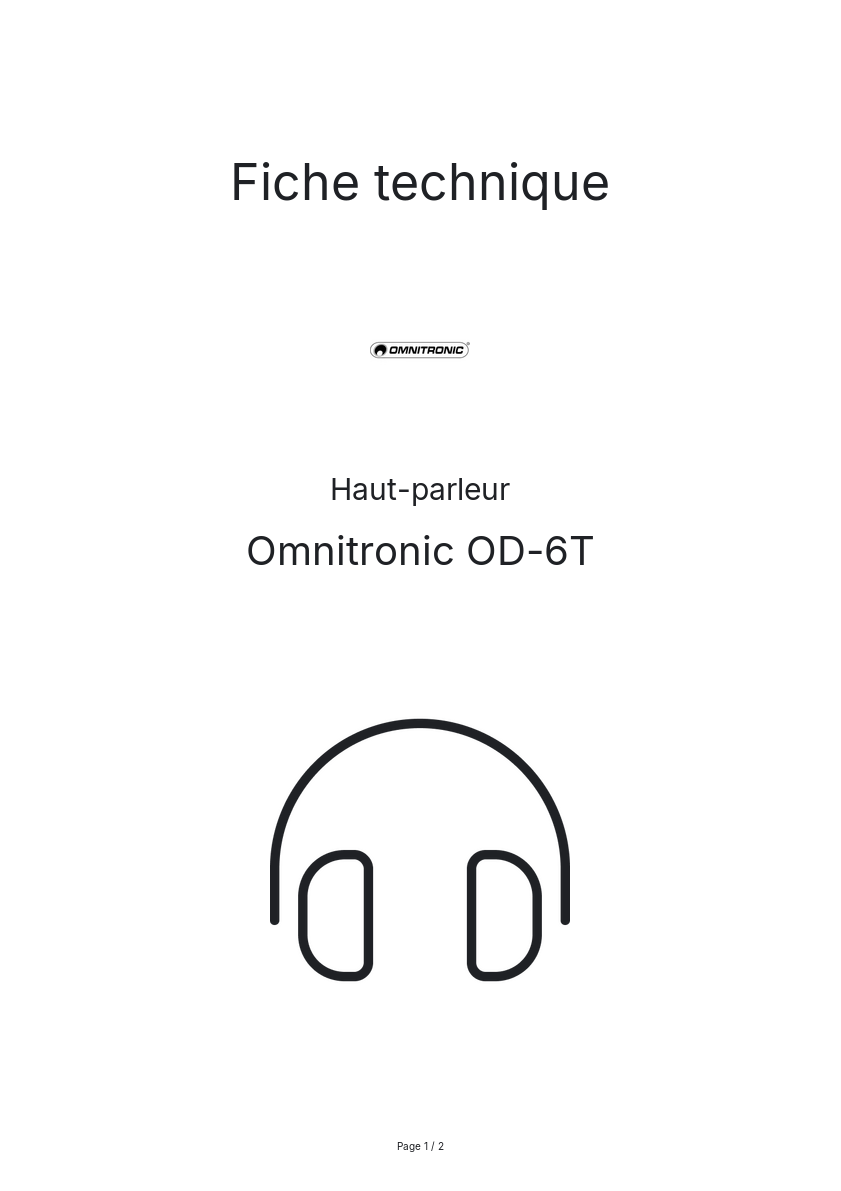 Page n°1 - Fiche technique Omnitronic OD-6T