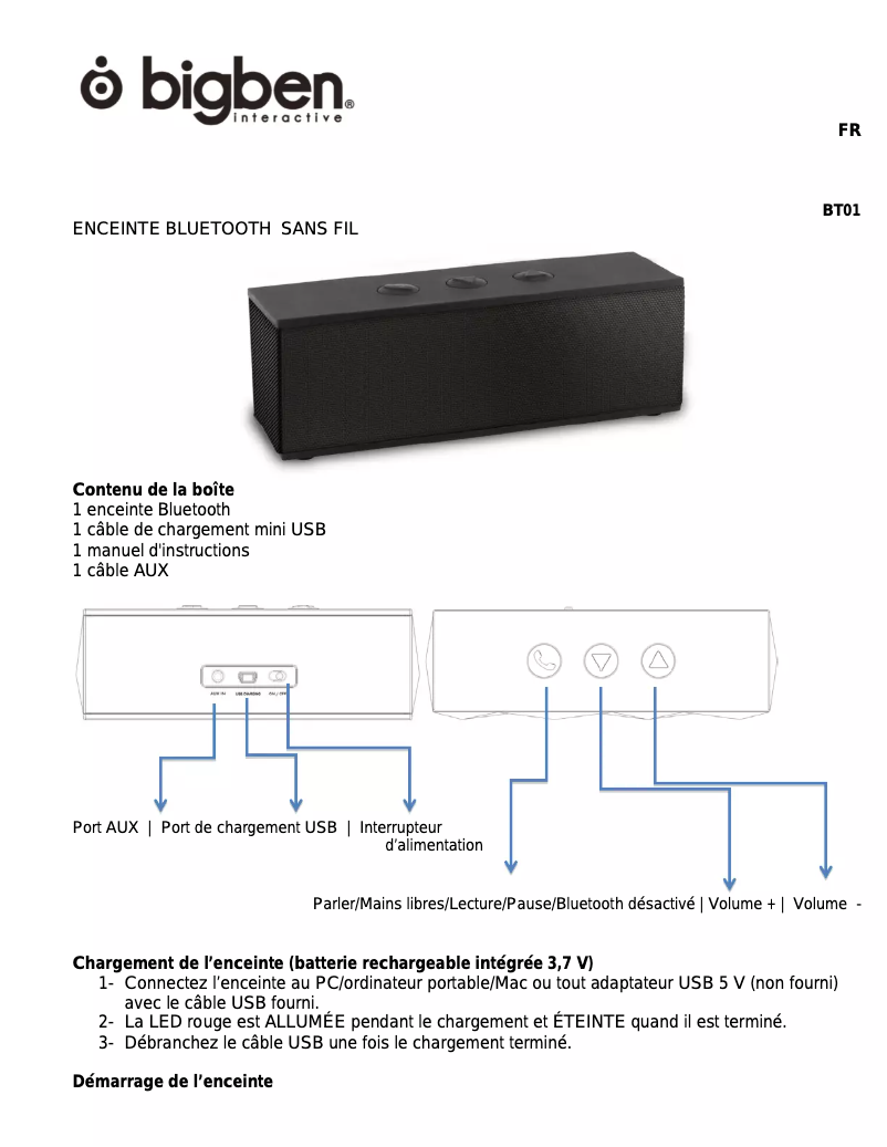Página 1 del manual Manual de usuario Bigben Interactive BT01GB