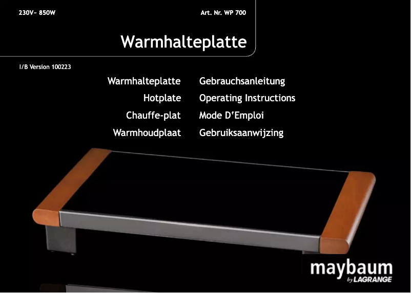 Página 1 del manual Manual de usuario Maybaum Hotplate WP 700