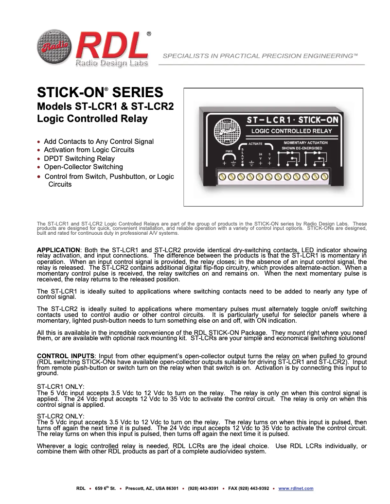 Page 1 de la notice Manuel utilisateur RDL ST-LCR1