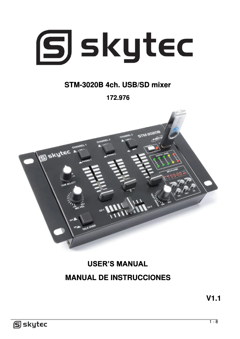 Page 1 de la notice Manuel utilisateur Skytec STM-3020B