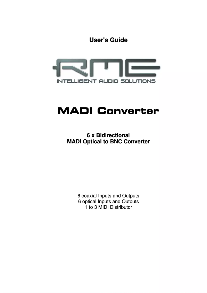 Página 1 del manual Manual de usuario RME MADI Converter