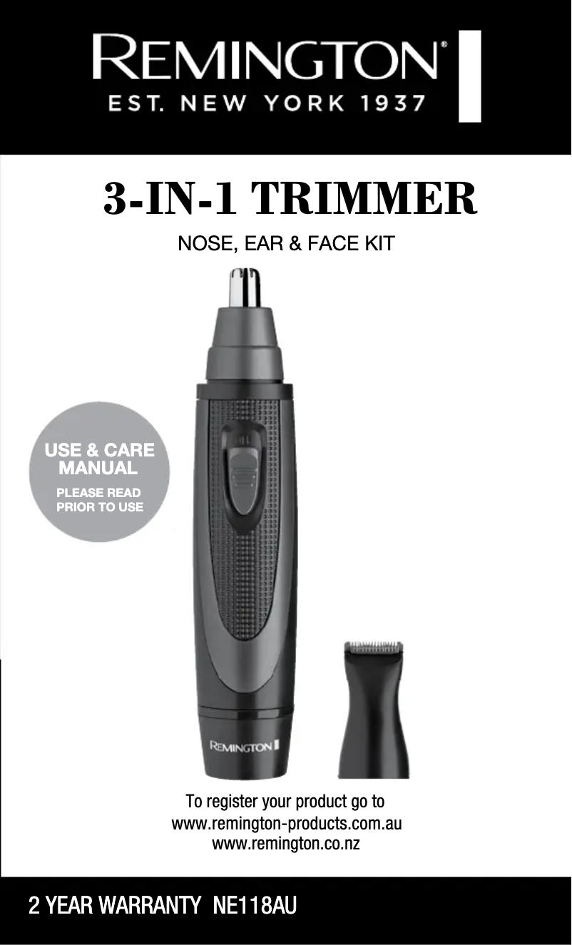 Page n°1 - Manuel utilisateur Remington NE118AU