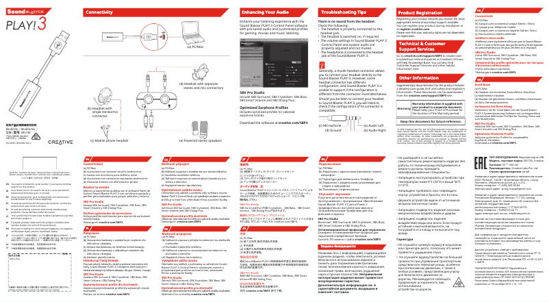 Page 1 de la notice Guide de démarrage rapide Creative Sound Blaster PLAY! 3