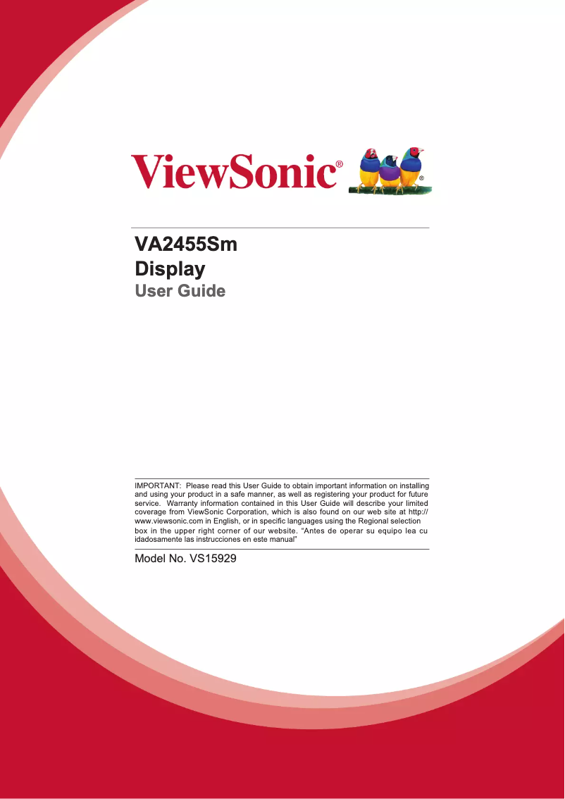 Page 1 de la notice Manuel utilisateur Viewsonic Value VA2455Sm
