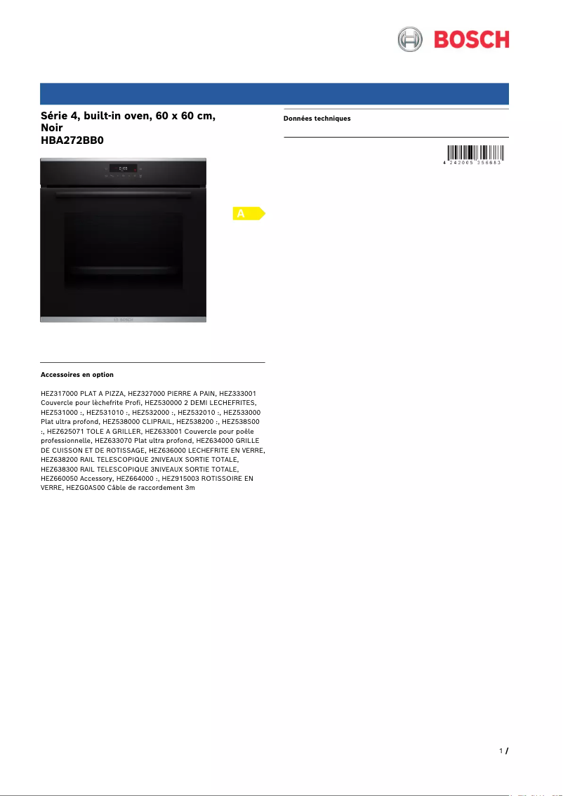 Image de la première page du manuel de l'appareil HBA272BB0