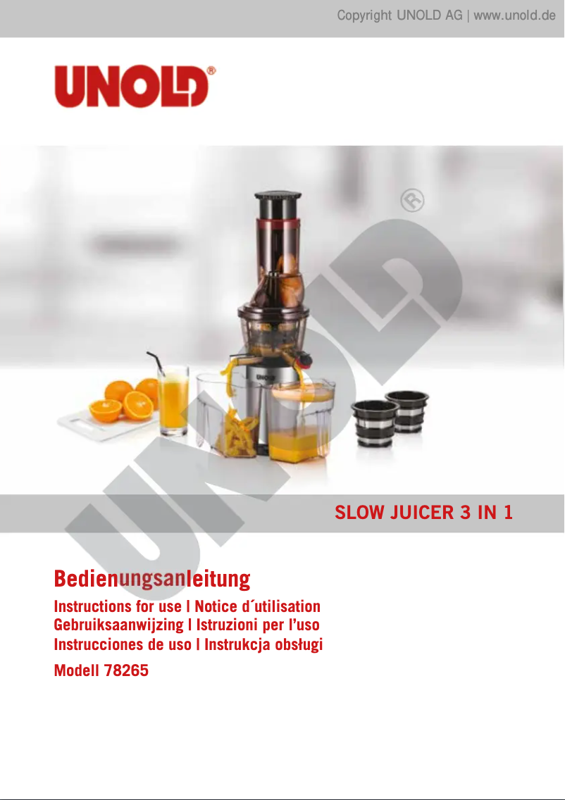 Page 1 de la notice Manuel utilisateur Unold 78265