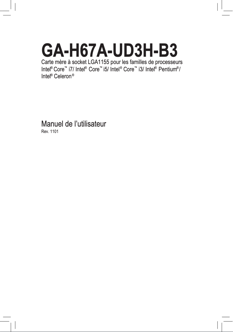 Page n°1 - Manuel utilisateur Gigabyte GA-H67A-UD3H-B3