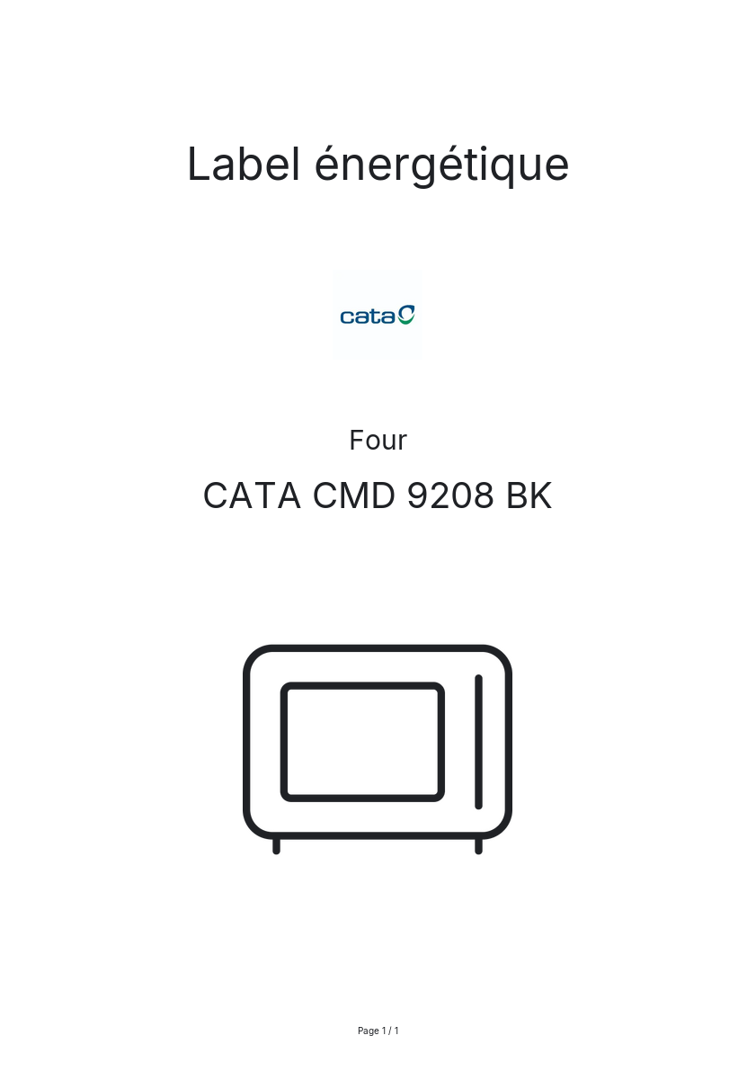 Page n°1 - Label énergétique CATA CMD 9208 BK