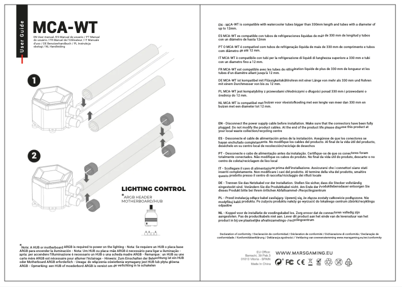 Page 1 de la notice Manuel utilisateur Mars Gaming MCA-WT