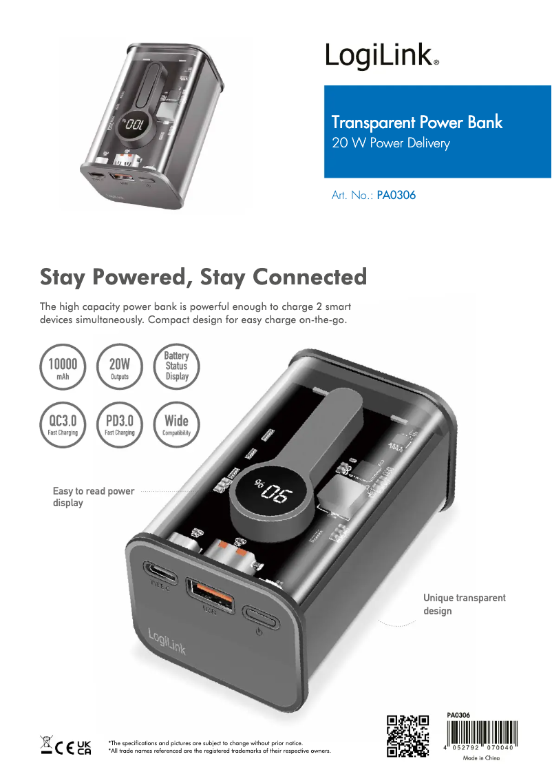 Image de la première page du manuel de l'appareil PA0306