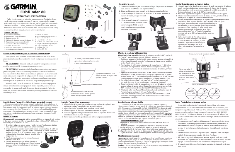 Page 1 de la notice Guide d'installation Garmin Fishfinder 80