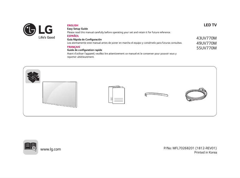 Page 1 de la notice Manuel utilisateur LG 43UV770M
