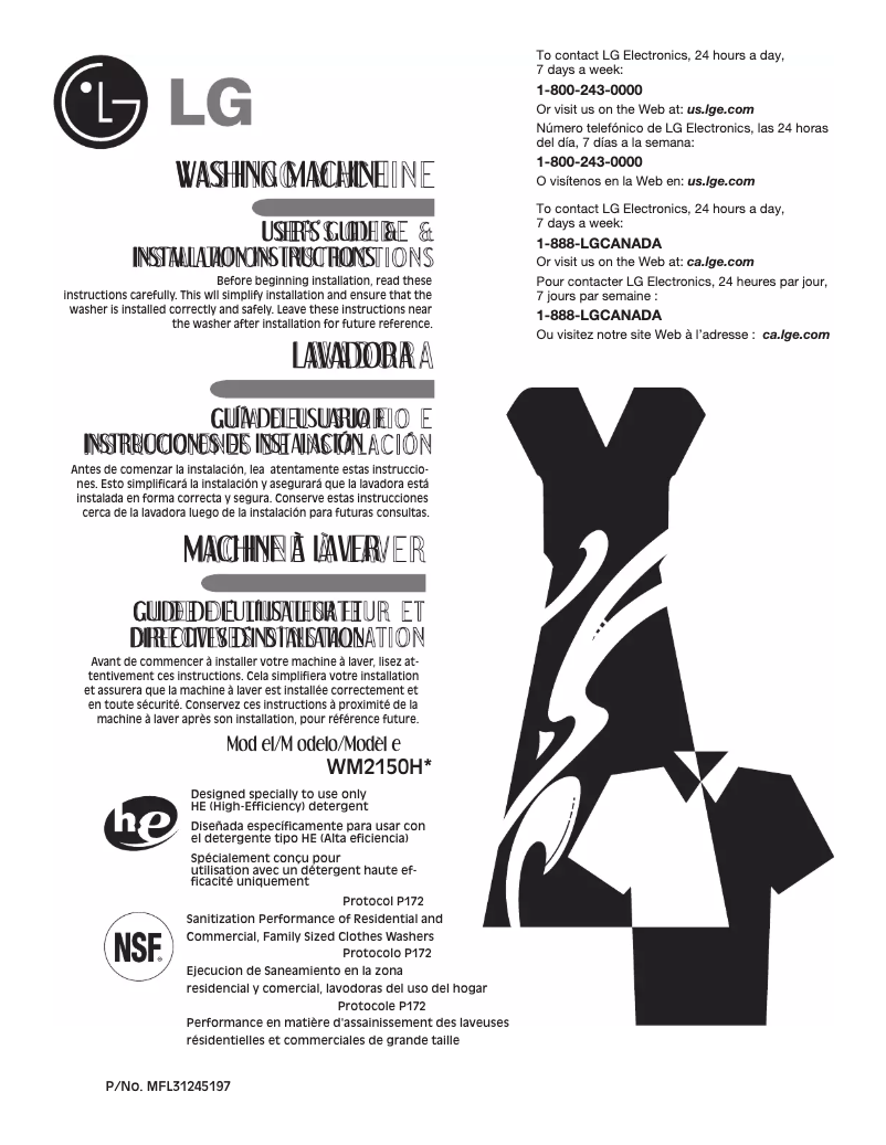 Image de la première page du manuel de l'appareil WM2150HT