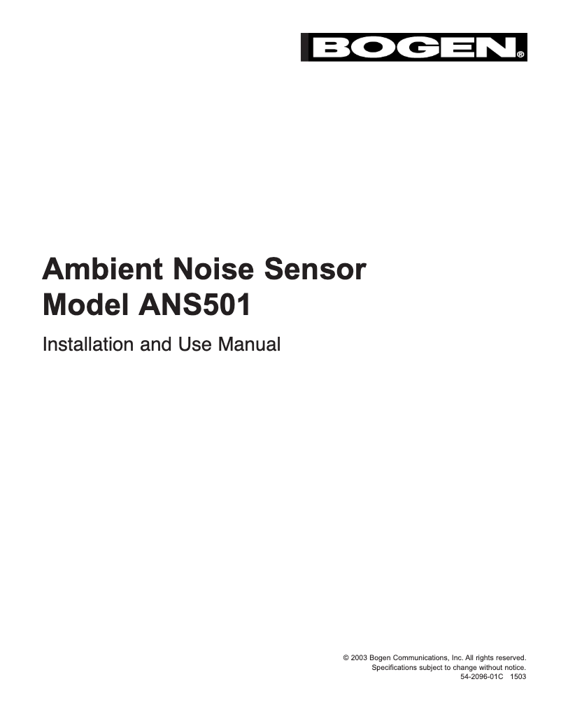 Page 1 de la notice Manuel utilisateur Bogen ANS501
