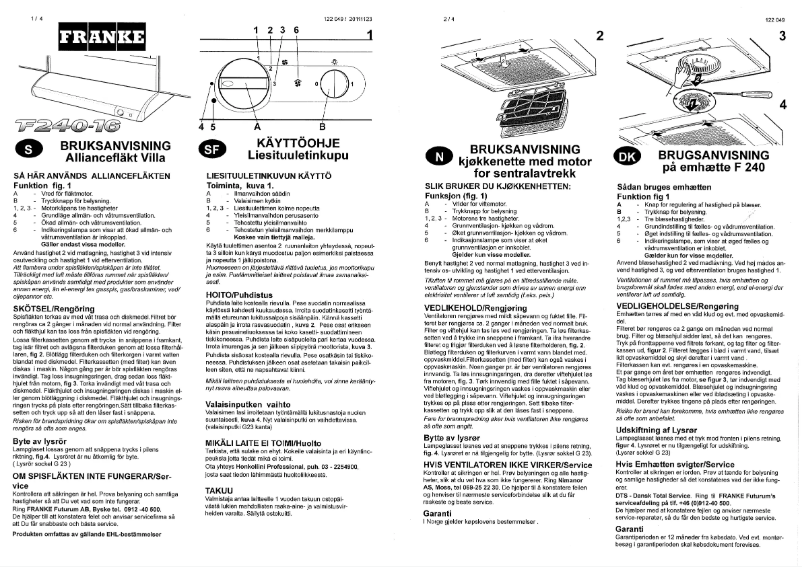Page n°1 - Manuel utilisateur Franke F 240-16