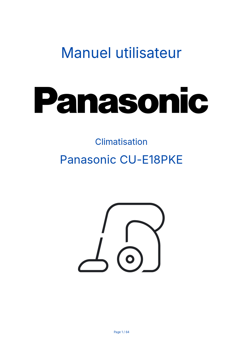 Page n°1 - Manuel utilisateur Panasonic CU-E18PKE