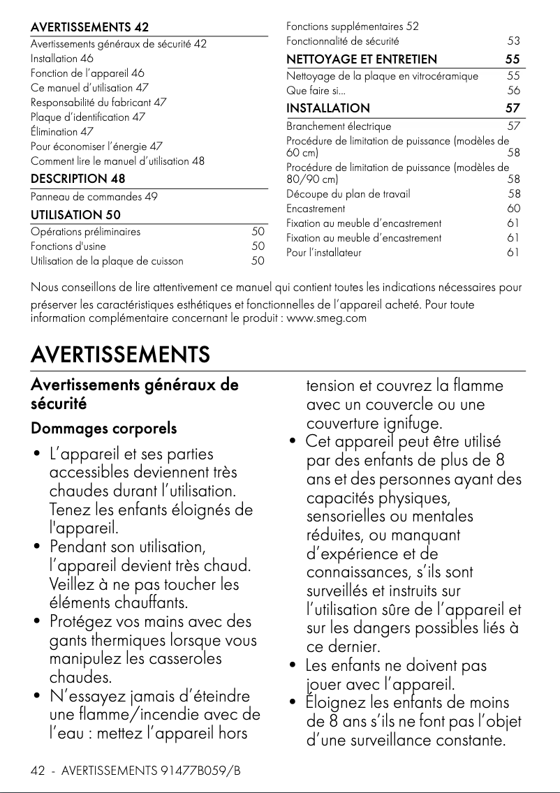 Page 1 de la notice Manuel utilisateur Smeg SE484EMTD