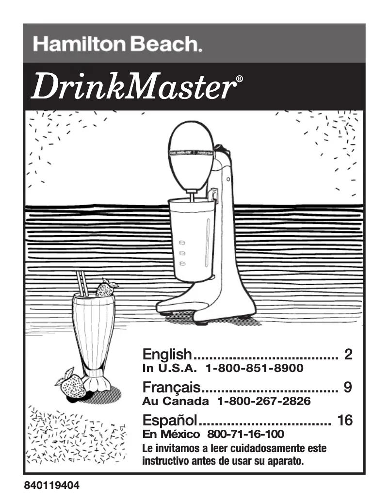 Image de la première page du manuel de l'appareil DrinkMaster 730C