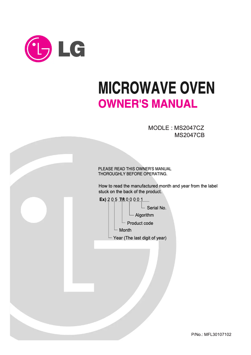 Page 1 of the manual User Manual LG MS1947CZ