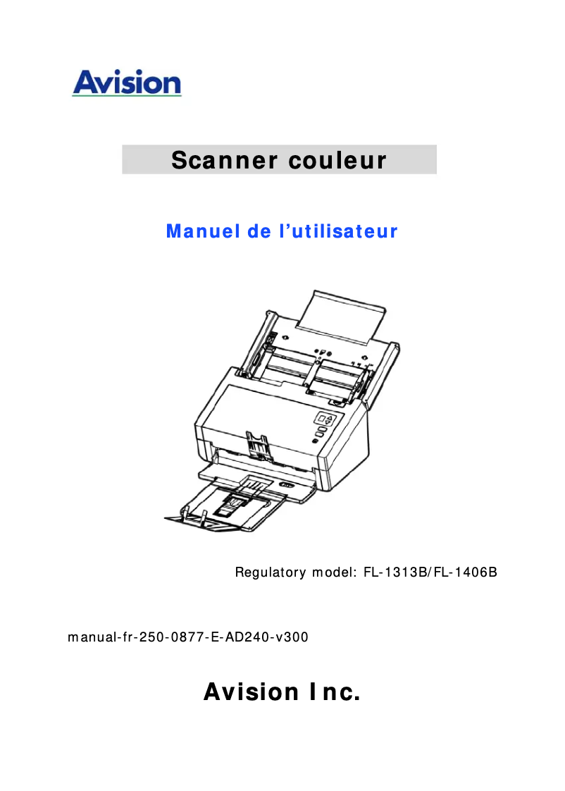 Page 1 de la notice Manuel utilisateur Avision AD240