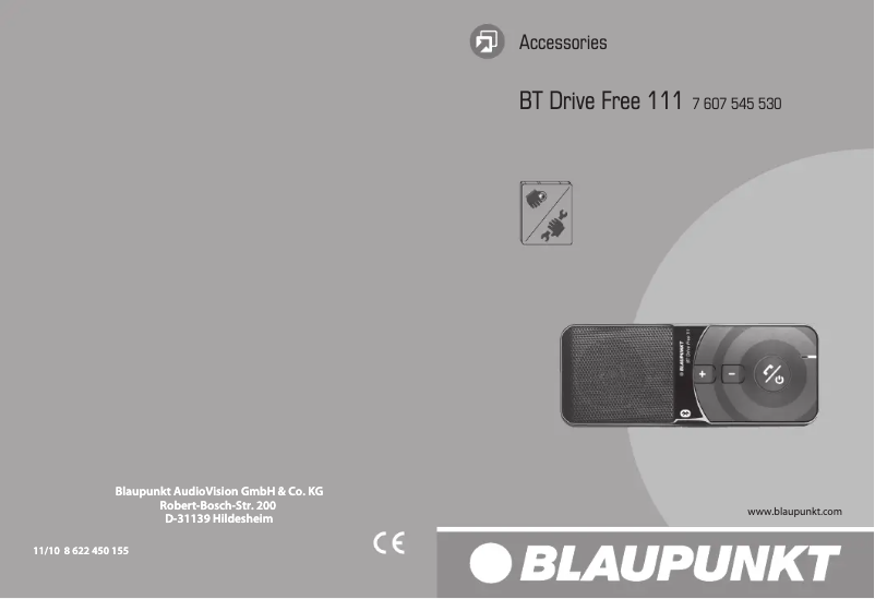 Page n°1 - Manuel utilisateur Blaupunkt BT Drive Free 111