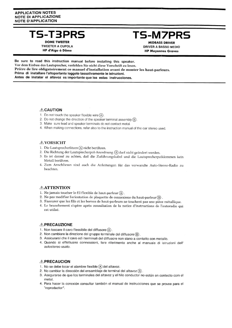 Image de la première page du manuel de l'appareil TS-M7PRS