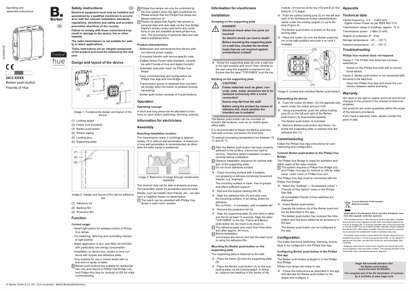 Page n°1 - Instructions / montage Berker 24121636