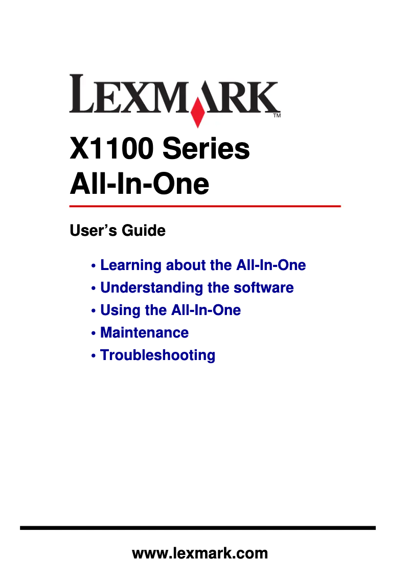 Page 1 de la notice Manuel utilisateur Lexmark X1150
