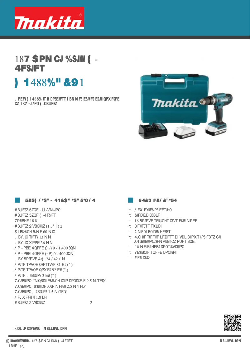 Page n°1 - Fiche technique Makita HP488D